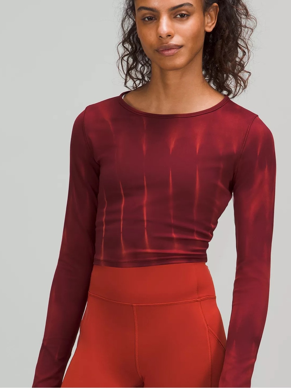 LULULEMON | Wunder Train Cropped Long Sleeve in Sun Bleached Red Merlot | 10*